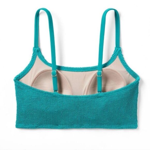 Kona Sol Turquoise Pucker Texture Square Neck Bikini Top Size Large - Picture 4 of 13